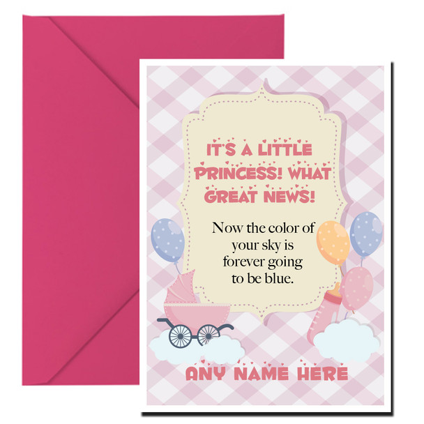 Personalised Baby Girl Little Princess Wish Card