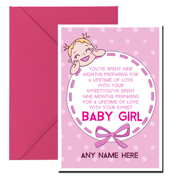 Personalised Baby Girl Spent Nine Months Wish Card