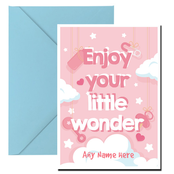 Personalised Baby Girl Little Wonder Wish Card