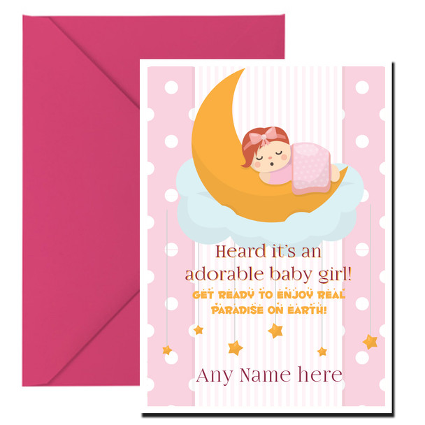 Personalised Baby Girl Adorable Baby Girl Wish Card