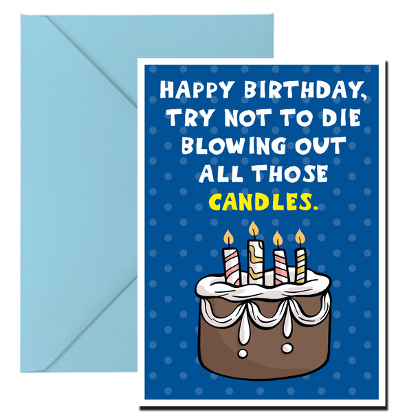 Personalised Naughty Birthday Die Blowing Wish Card