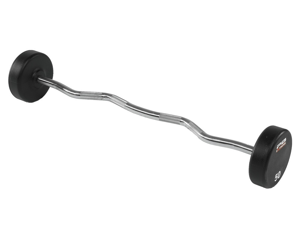 PB Extreme Fixed EZ-Curl Urethane Barbell Set 20-110 Pound