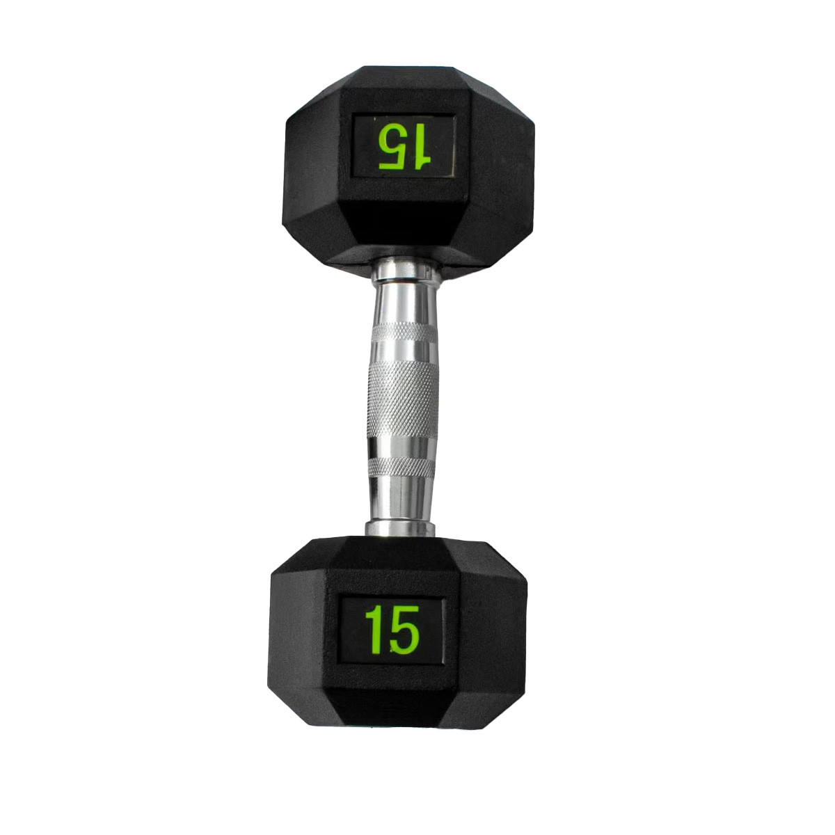 Rubber Hex Dumbbell (Black Dumbbell with Green lettering)
