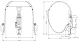35000 Series Curved Arch Stanchion in V-Shape Dimensions