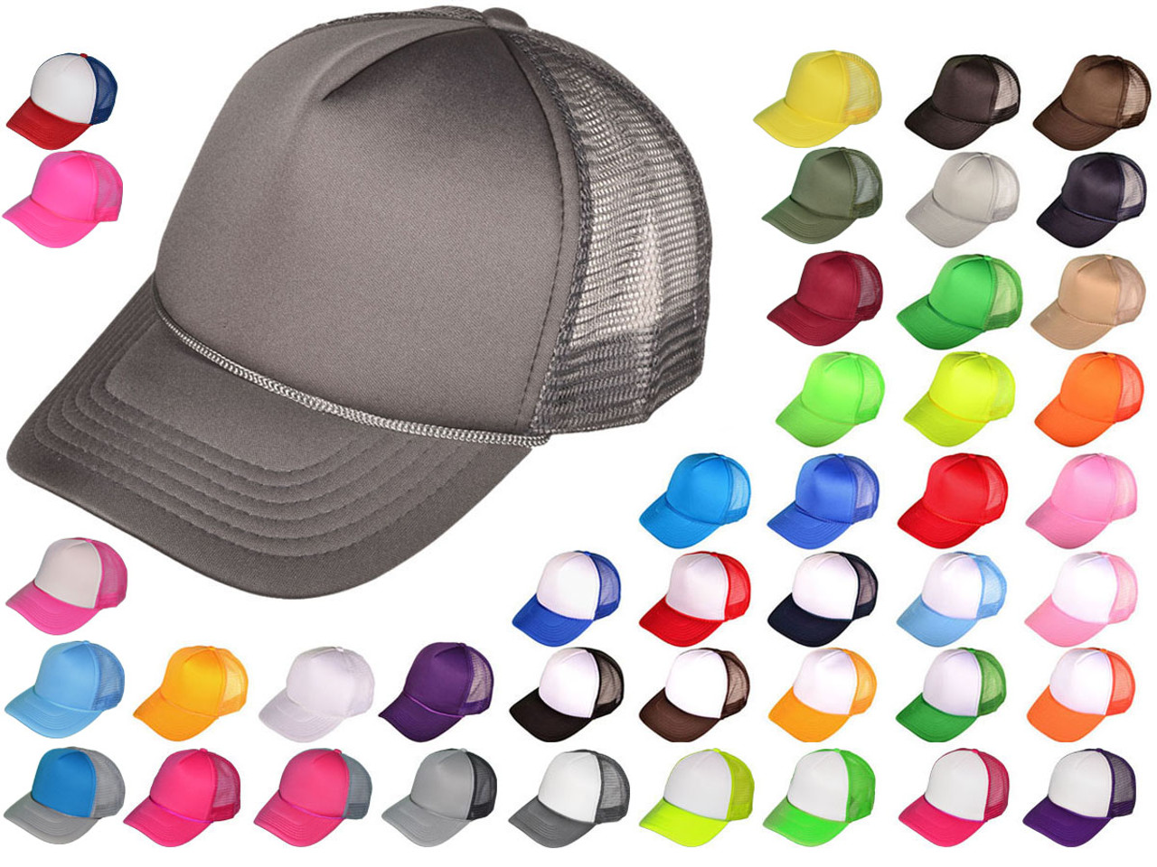Wholesale Mid Profile Polyester Foam Front Mesh Back Trucker Hats ...