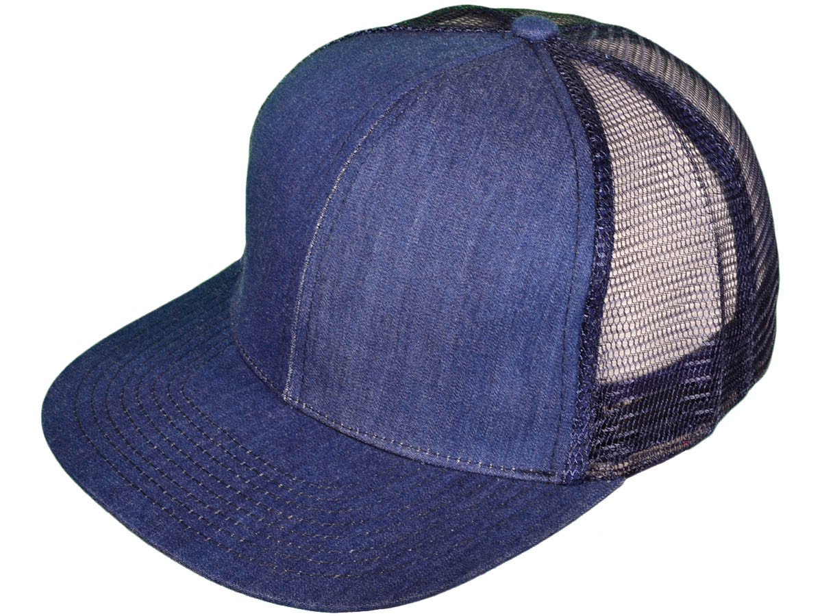Hawaiian Floral Printed Trucker Mesh Snapback Cap - Flat Bill, Adjustable, Black - View #6