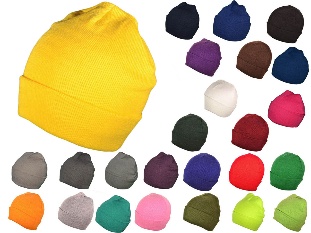 Wholesale BK Winter Plain/Blank Long Beanies Knit Hat Skull Toboggan Caps (Black)