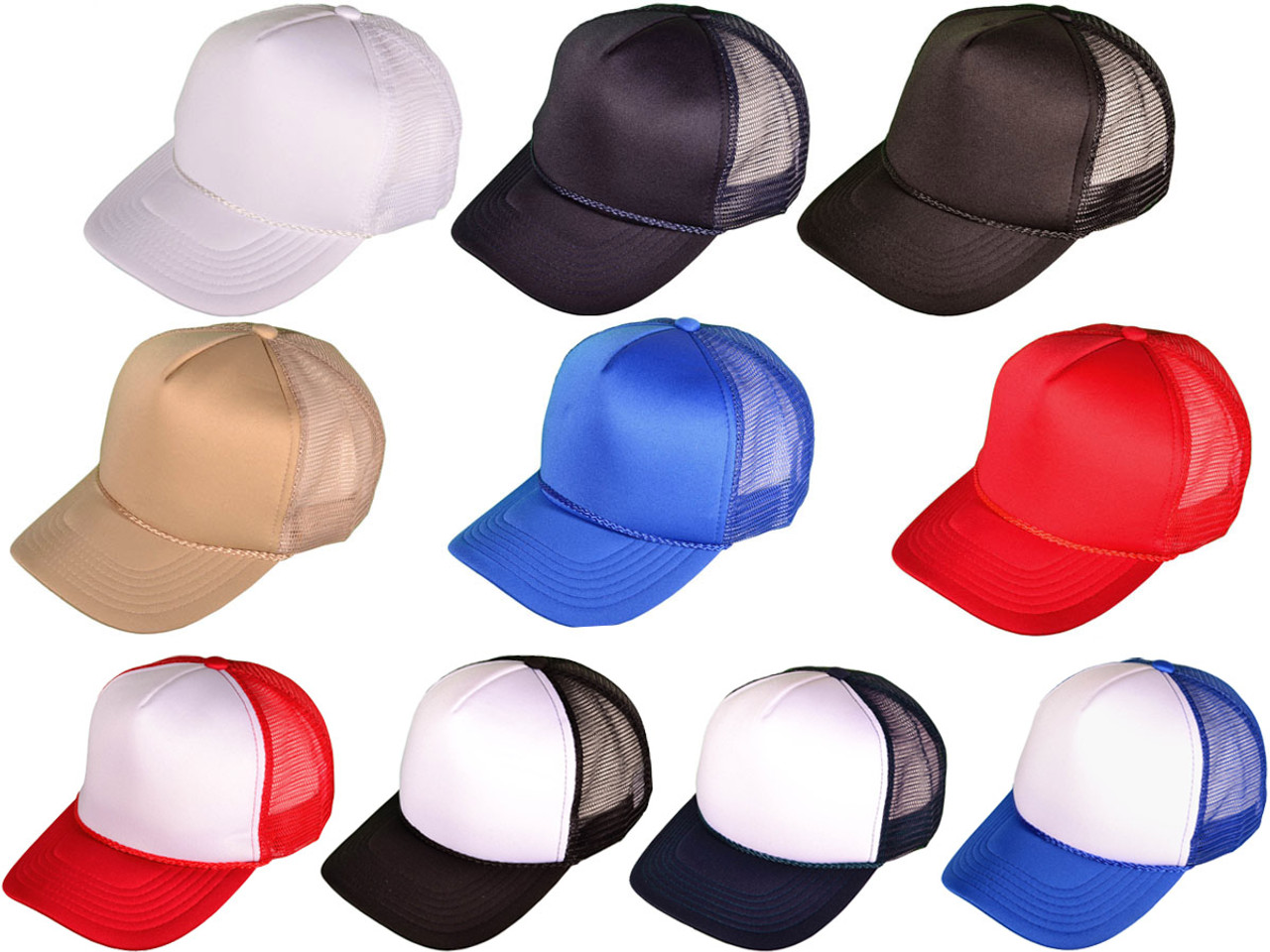 Wholesale *Dozen Pack* BK Caps Mid Profile Polyester Foam Front