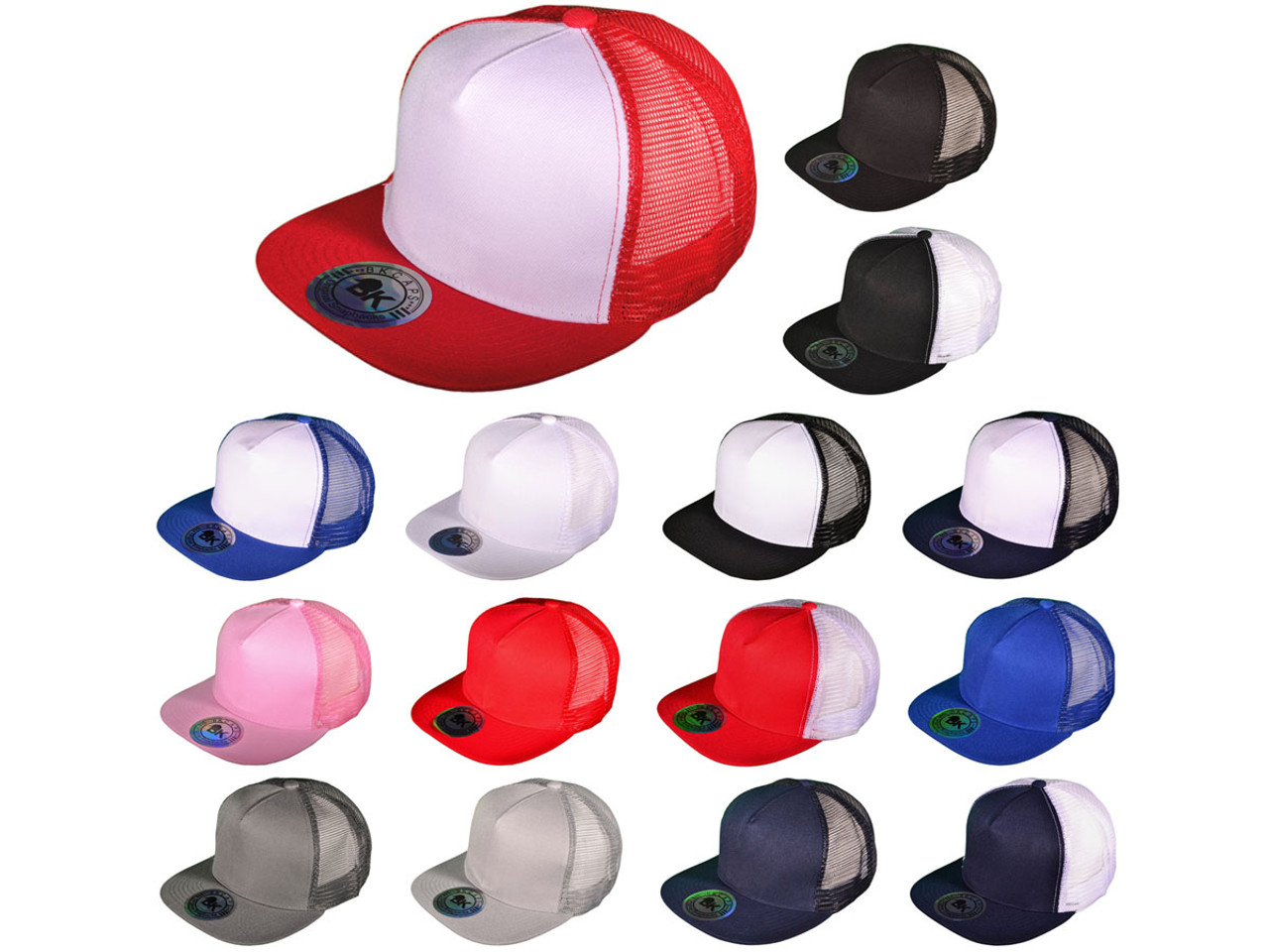 Wholesale BK Caps Flat Bill 5 Panel SnapBack Mesh Trucker Caps Hats 2 ...