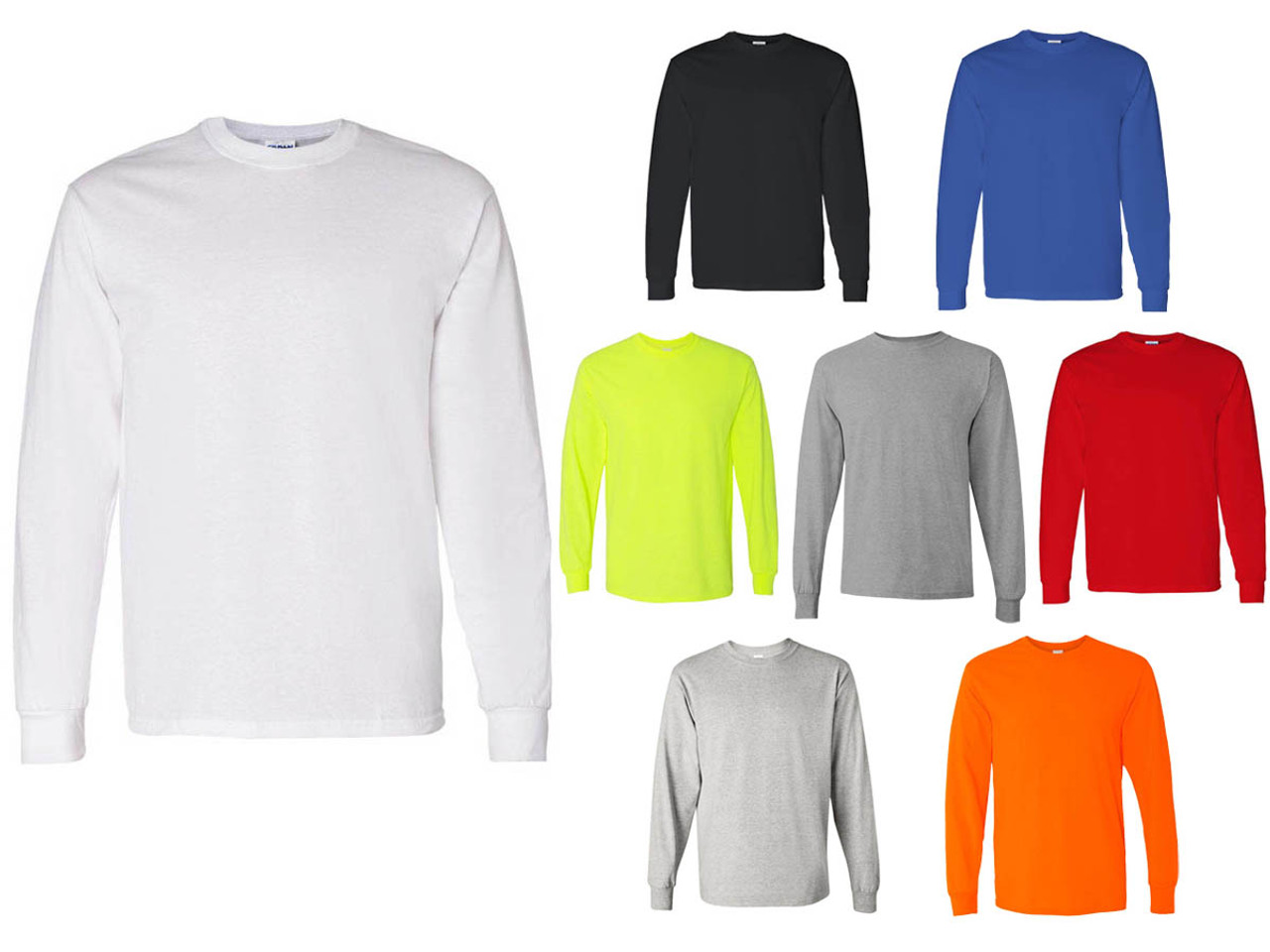 long sleeve bulk cheap tshirt Gildan G500 Unisex 5.3 oz Cotton T‑Shirts White, black, Size: Large, small, xl, medium