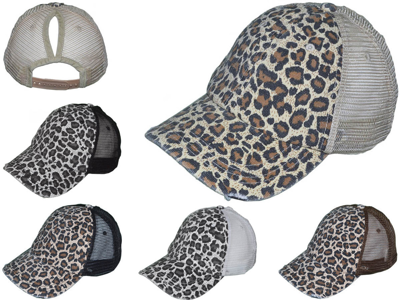 Plain Mesh Adjustable Snapback Low Profile Baseball Cap Cool Cheetah Leopard 