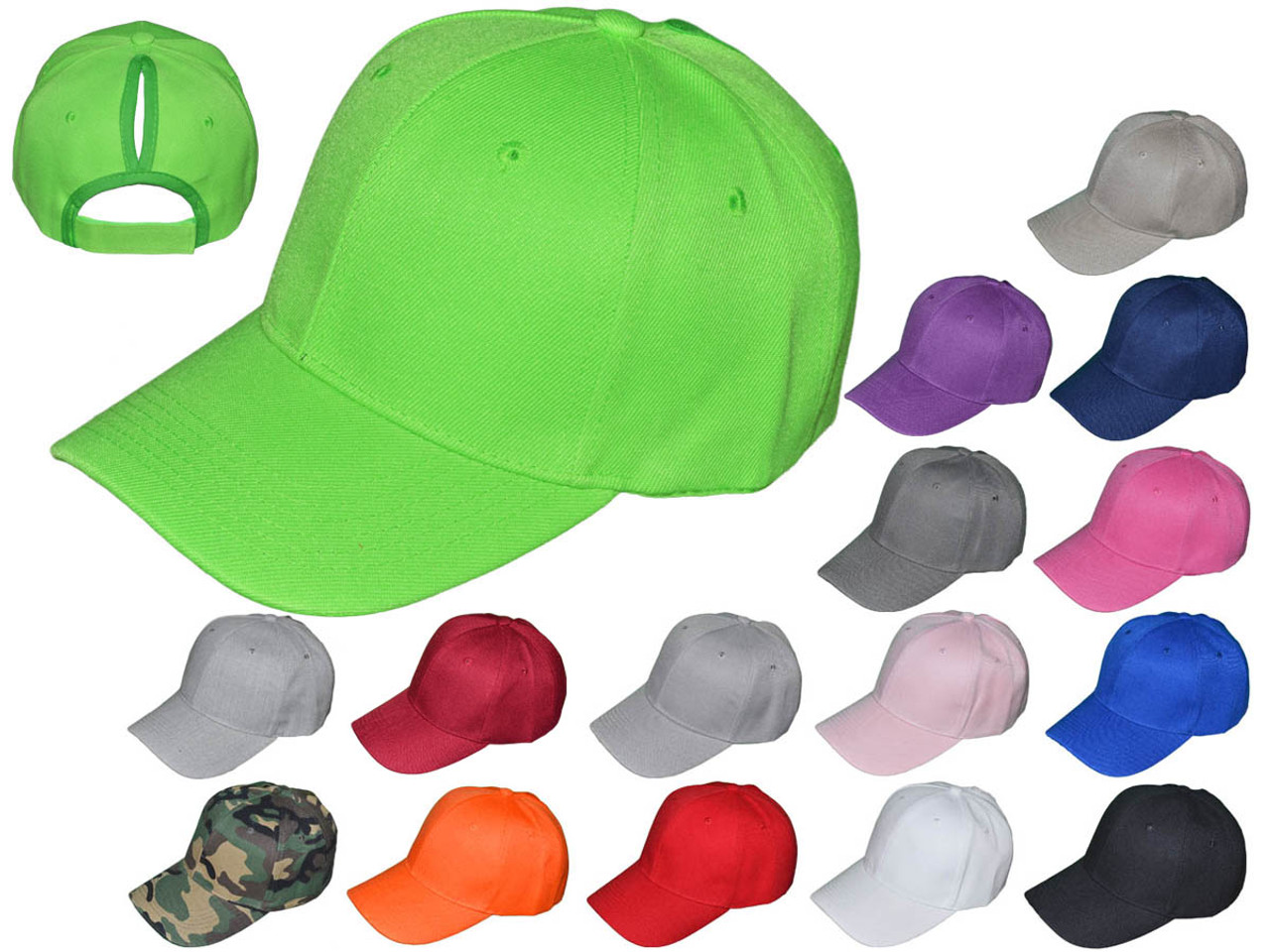 Wholesale Ponytail Blank Baseball Hats - BK Caps Structured 6