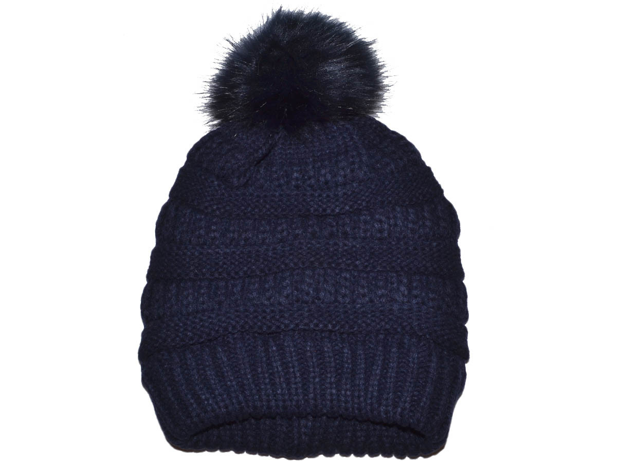 Seven Wolves Women's Winter Knit Beanie - Soft Warm Hat With Removable Faux Fur Pom Pom