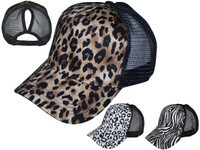 Ponytail Animal Print Trucker Hats - BK Caps Women Fashion Leopard Mesh Back Messy High Bun Ponytail Animal Print Trucker Hats - BK Caps Women Fashion Leopard Mesh Back Messy High Bun