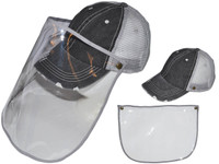 Vintage Trucker Hats with Detachable Face Shield - Low Profile Unstructured Washed Frayed Cotton Blend Twill Mesh BK Caps (Black) Vintage Trucker Hats with Detachable Face Shield - Low Profile Unstructured Washed Frayed Cotton Blend Twill Mesh BK Caps (Black)