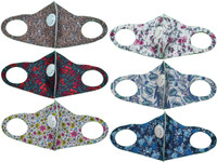 *Dozen Pack* 3D Fashion Face Masks with Valve - Reusable Ladies Printed Fabric (Assorted) *Dozen Pack* 3D Fashion Face Masks with Valve - Reusable Ladies Printed Fabric (Assorted)