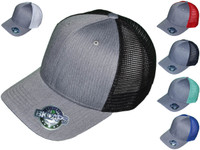Two-Tone Trucker Hats - Structured Unisex Heather Gray Twill Mid Profile Mesh Snapback Caps all colors