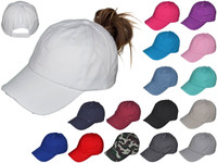 Ponytail Vintage Dad Hats - Ladies Low Profile Unstructured Washed Distressed Cotton Twill Polo BK Caps Velcro Closure Messy High Bun all colors Ponytail Vintage Dad Hats - Ladies Low Profile Unstructured Washed Distressed Cotton Twill Polo BK Caps Velcro Closure Messy High Bun all colors