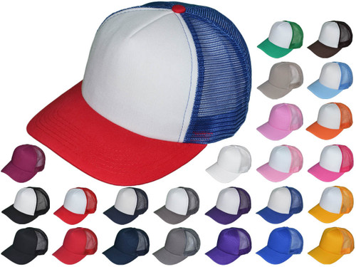 Wholesale Blank Cotton Foam Trucker Hats - BK Caps Foam Front Mid Profile  Mesh Back