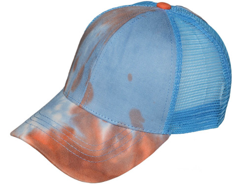 Wholesale Tie-Dye Ponytail Trucker Hats 
