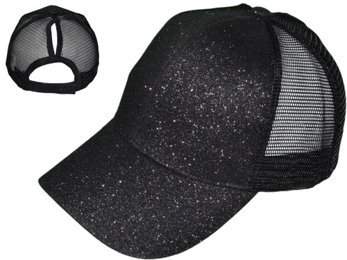 Wholesale Glitter Ponytail Trucker Hats 