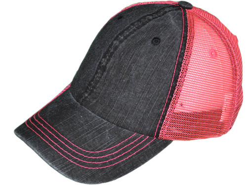 Herringbone Cotton Trucker Hats - Low Profile Unstructured Washed BK (9  Colors) - 5357