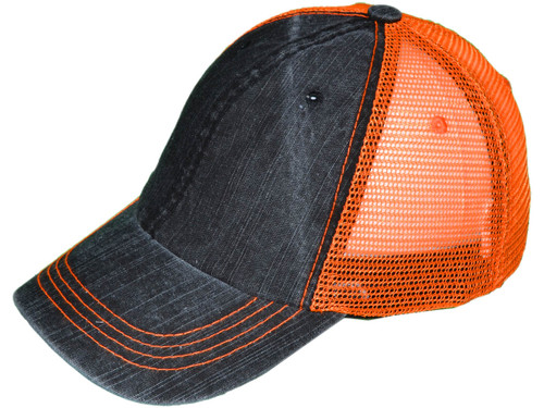 Herringbone Cotton Trucker Hats - Low Profile Unstructured Washed BK (9  Colors) - 5357