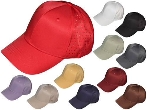 Blank 6 Panel Laser Perforated Trucker Hats - Customizable, Breathable & Water-Repellent all colors