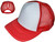 Blank Ponytail Foam Trucker Hats - 5 Panel BK Caps Vintage Mid Profile Mesh Back white/red 