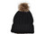 Winter Beanie W/Raccoon Fur Pom-Pom - Extra Warm Lined Interior Long Knit Thick Ribbed Cuffed Soft Ladies Beanie Hat black
