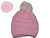 Winter Beanie W/Fur Pom-Pom - Warm Knit Soft Ladies Beanie Hat light pink