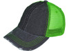 Vintage Distressed Trucker Hats black neon green 