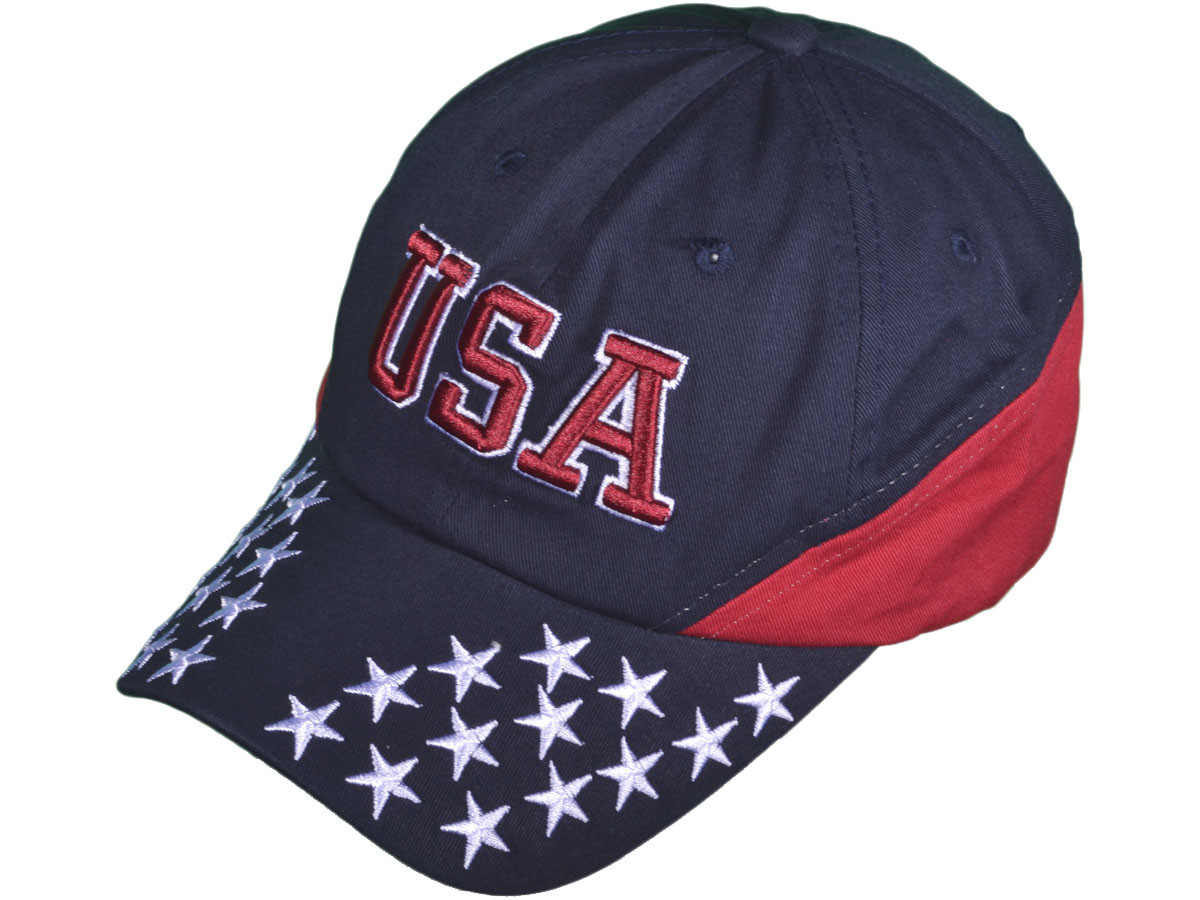 Patriotic Polo Dad HATs - BK Caps 6 Panel Unstructured Cotton Twill USA Flag - 3878