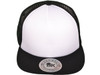 5 Panel Foam Front Trucker Mesh Back Hats BK Caps 2 Tone Flat Bill Polyester white black front