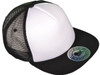 5 Panel Foam Front Trucker Mesh Back Hats BK Caps 2 Tone Flat Bill Polyester white black side