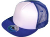 5 Panel Foam Front Trucker Mesh Back Hats BK Caps 2 Tone Flat Bill Polyester White royal