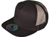 Flat Bill Trucker Hats - 5 Panel SnapBack Mesh 2 Tone BK Caps black
