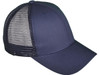 Blank Structured Cotton Mesh Trucker Hats navy blue side