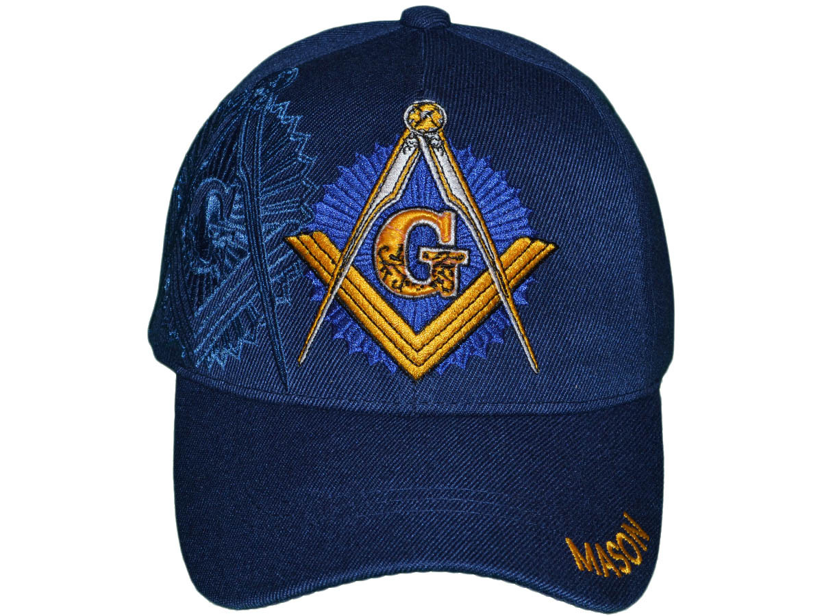 ''Masonic Baseball HATS BK Caps Wholesale 3D Embroidered ''''Mason'''' with Shadow (Navy) - 5074''