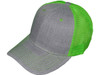 Blank Structured Trucker Hats heather gray neon green