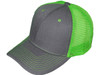 Blank Structured Trucker Hats dark gray neon green