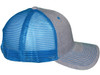 Blank Structured Trucker Hats heather gray neon blue side