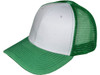 Blank Trucker Hats - Structured Mesh BK Caps white kelly green