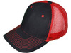 Blank Trucker Hats - Structured Mesh BK Caps black red