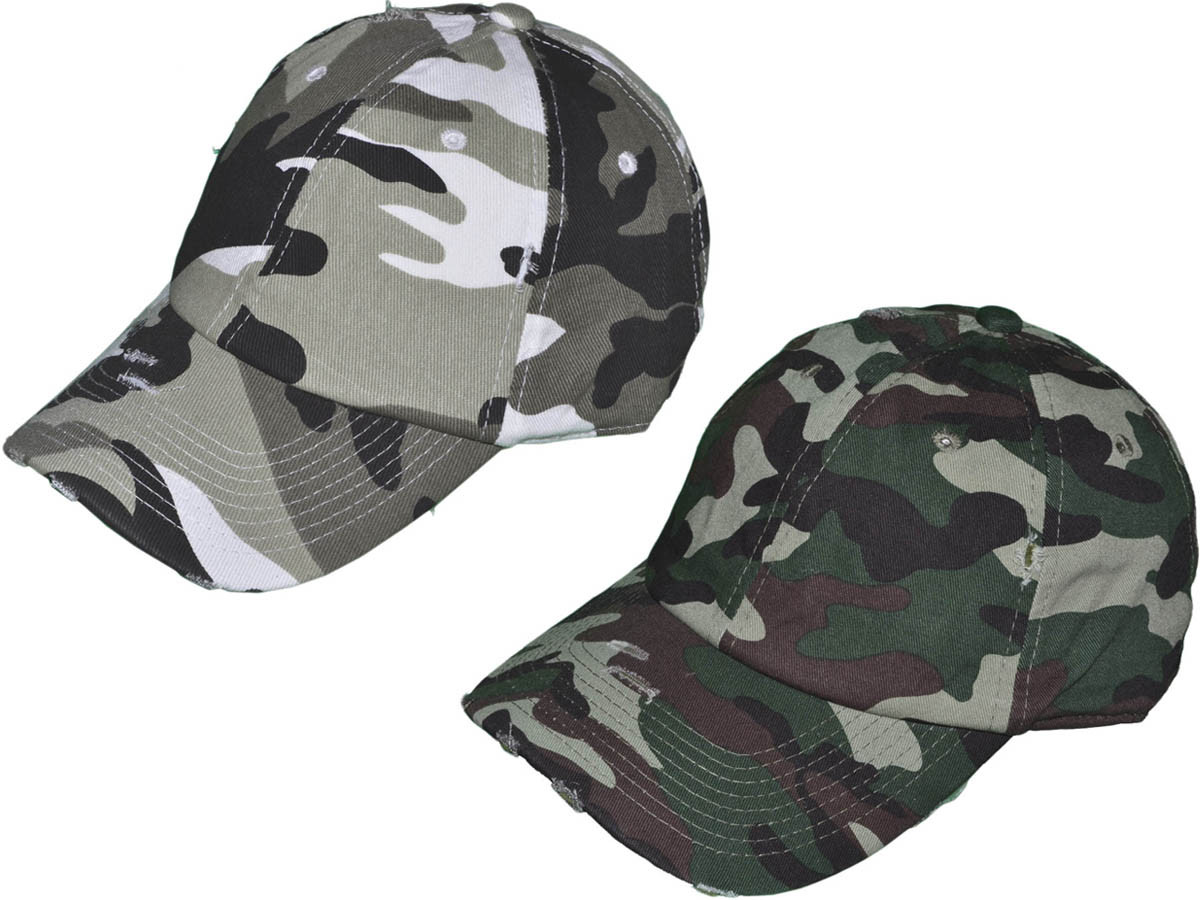 Camo VINTAGE Dad Hats - Low Profile Unstructured Washed Cotton Twill Polo BK Caps w/ Brass Buckle