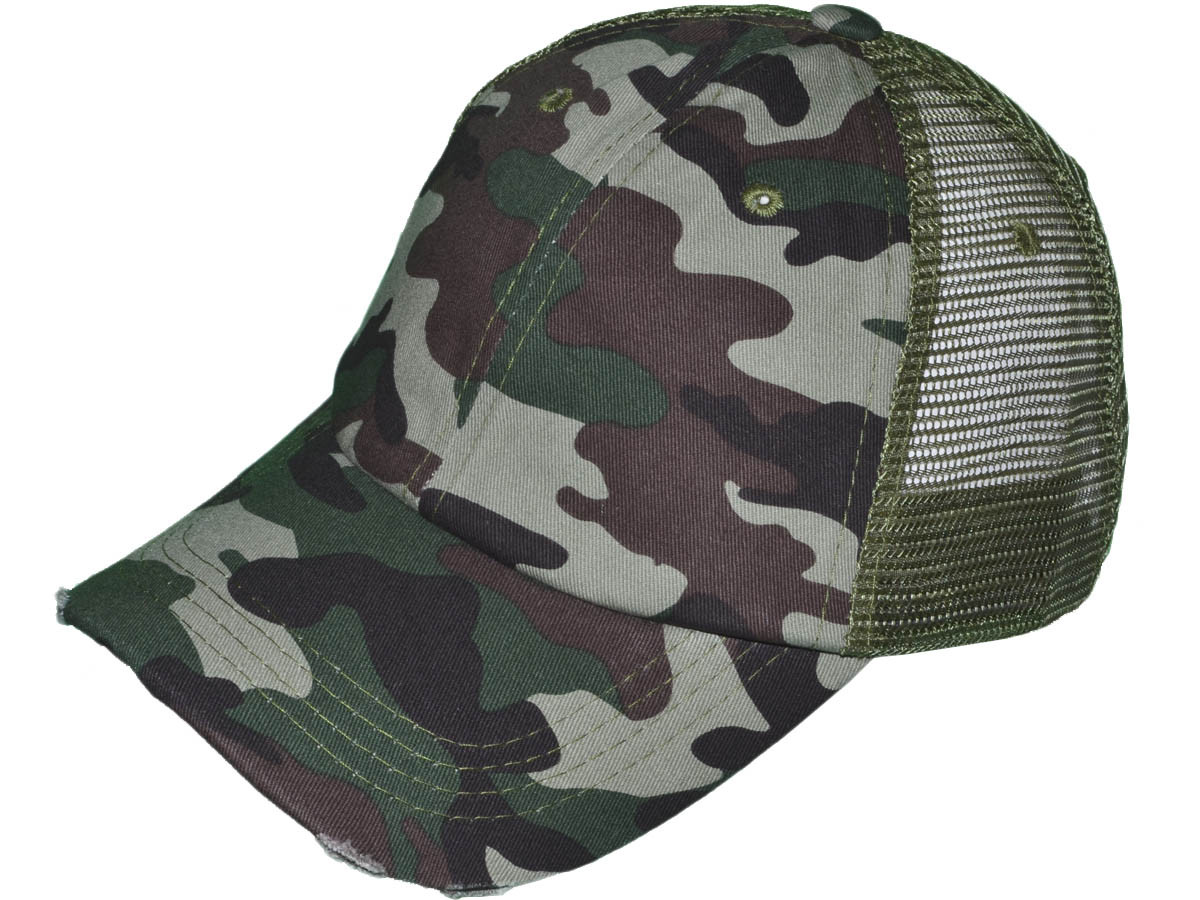 Camo VINTAGE Mesh Trucker Hats with Contrast Underbill BK Caps Low Profile Unstructured Cotton