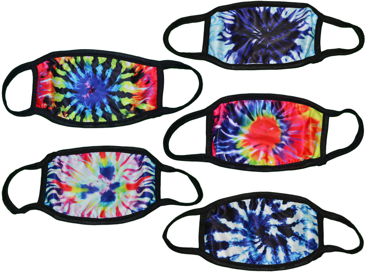*DOZEN Pack* Reusable Tie-Dye Fabric Face Masks Unisex (Assorted) - 5292