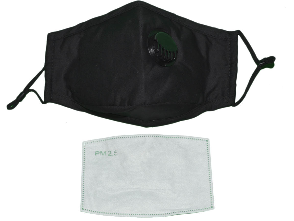 Reusable Face Masks with Valve & Filter (Black) - 5297