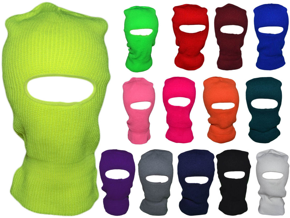 Winter 1-Hole Knitted Full Face Cover ADULT Snowboard Beanies (14 colors) - 5351