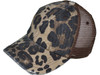 Animal Print Vintage Trucker Hats Soft Structured Distressed Washed Canvas Leopard Ladies BK Caps New Khaki/brown